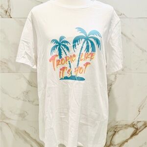 Bella Canvas White Tee with Tropical Print